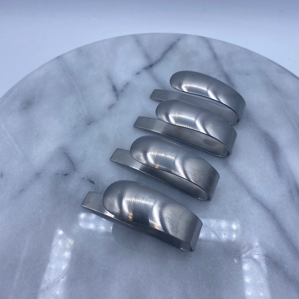 Mono Filio Napkin Rings Clips Silver 18/8 Stainless Steel Germany Set of 4 MCM - Picture 11 of 12